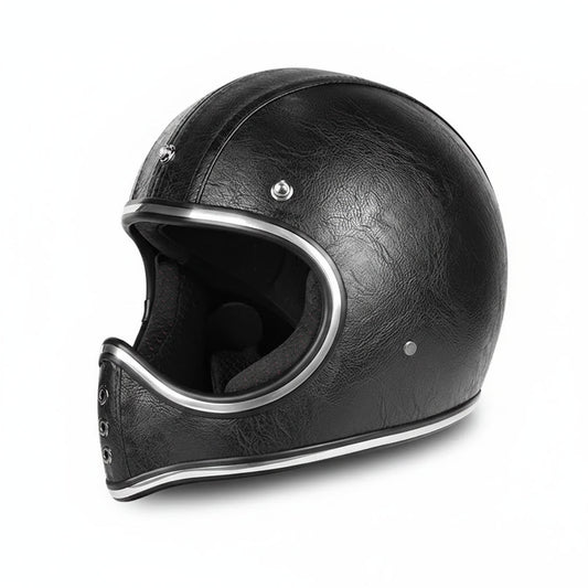 Retro Helmet Shield - Black Leather