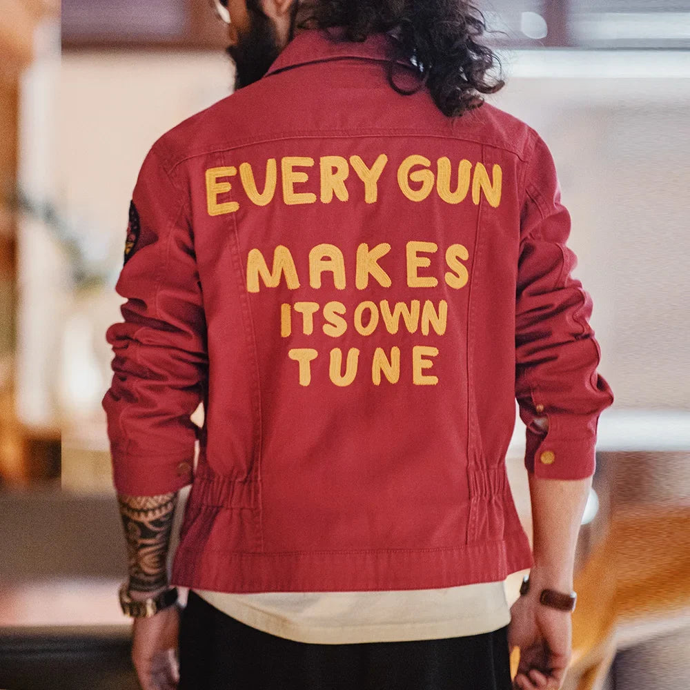 Vintage Heavy-Duty 12MJZ Embroidered Canvas Jacket Men