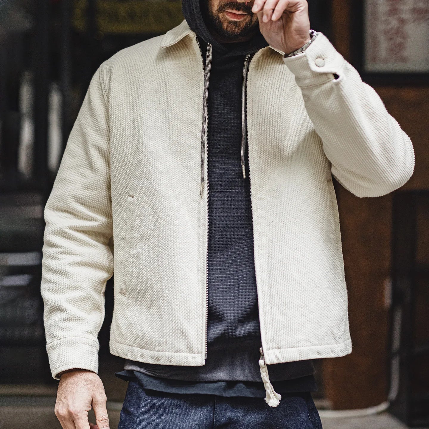Vintage Heavyweight Canvas Fitted Short Jacket Men
