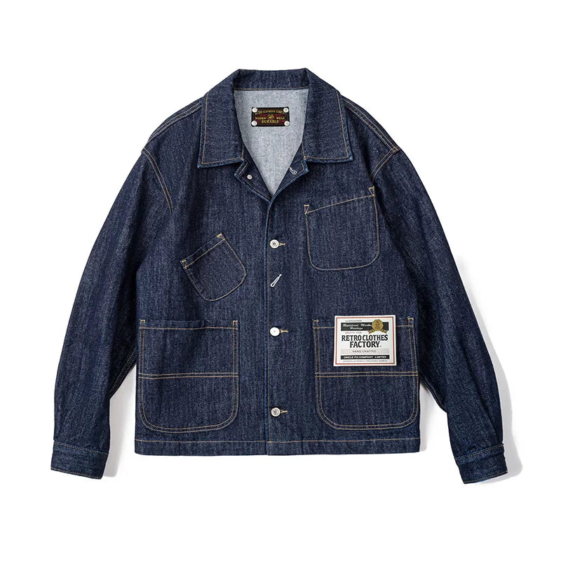 Vintage Asymmetrical 14oz Denim Work Jacket Men