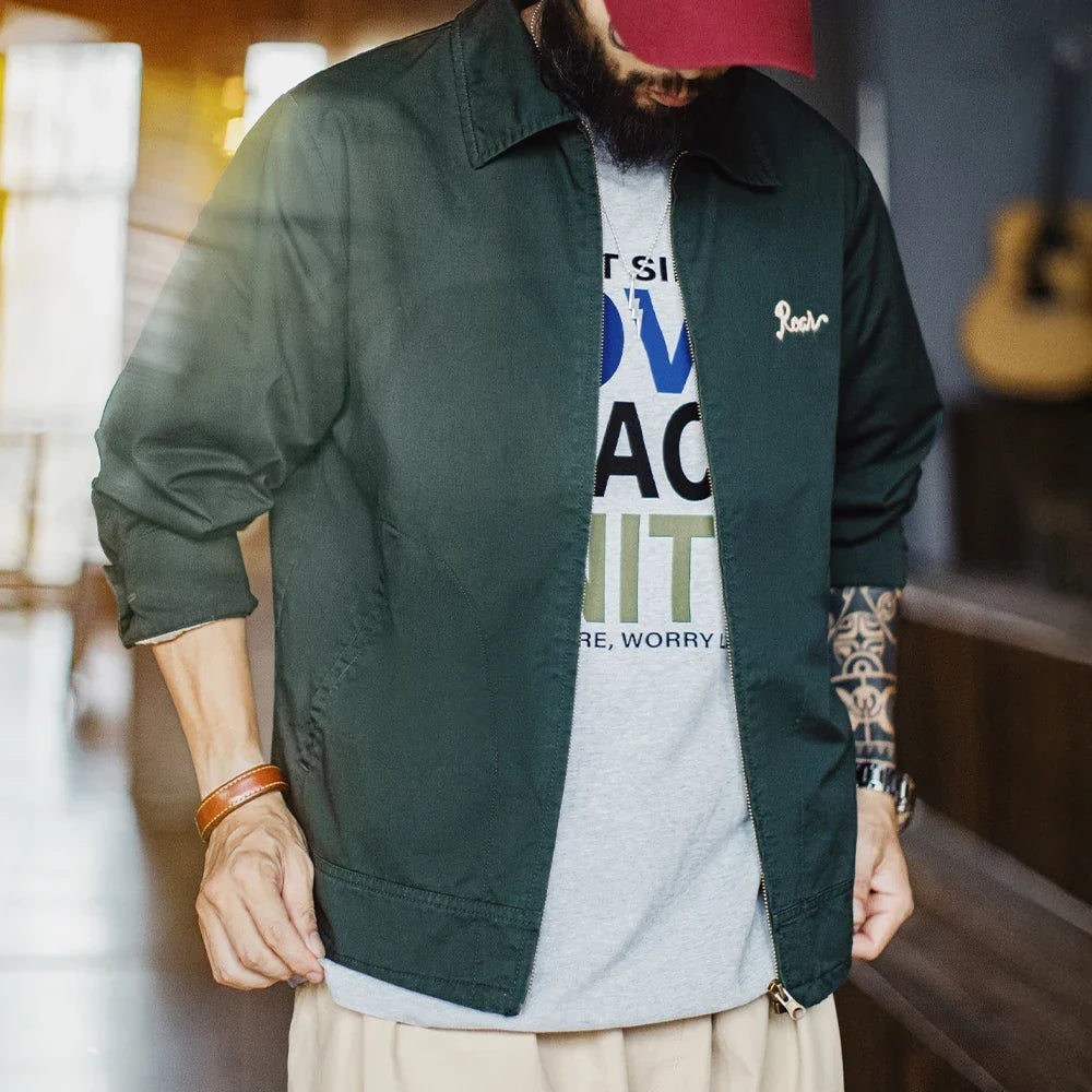 Vintage Tiger Embroidery Heavyweight Cotton Jacket Men