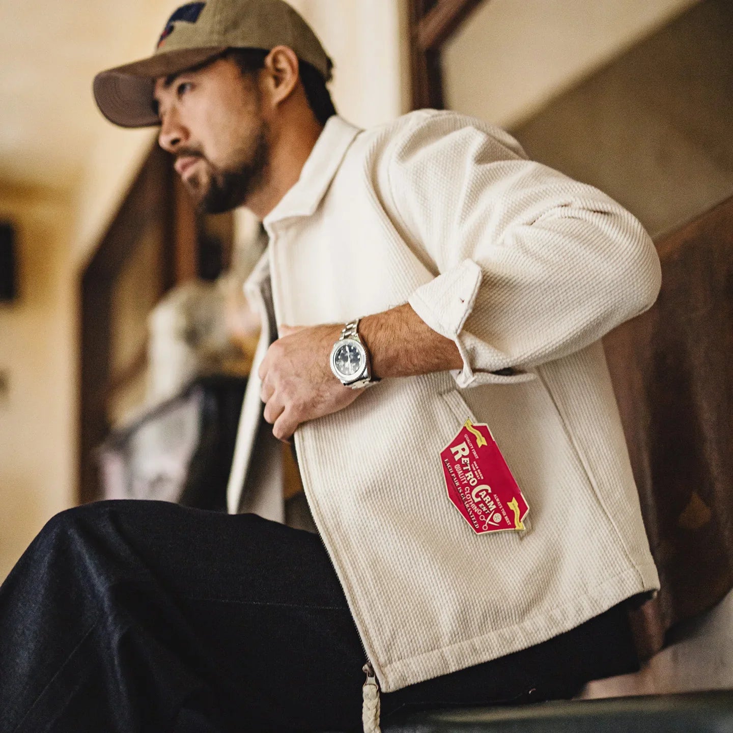 Vintage Heavyweight Canvas Fitted Short Jacket Men