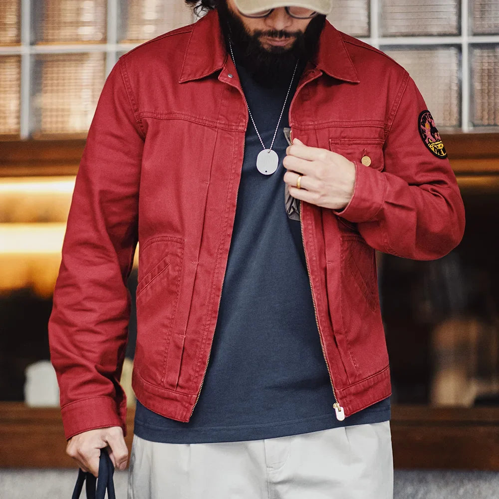 Vintage Heavy-Duty 12MJZ Embroidered Canvas Jacket Men