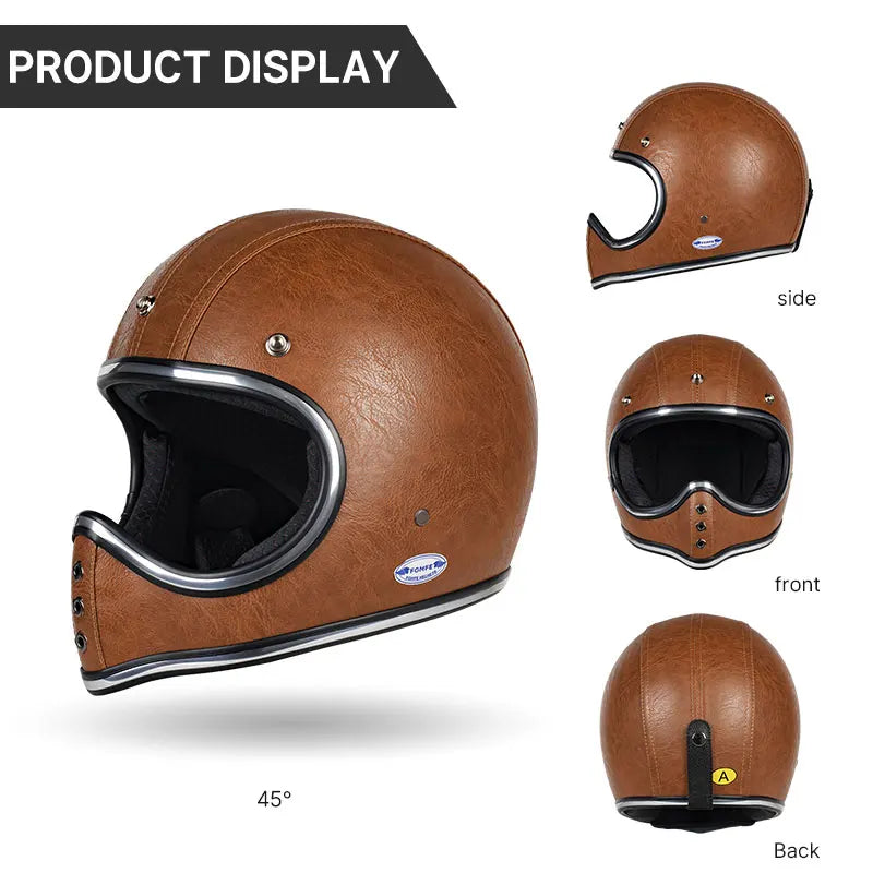 Retro Helmet Shield - Brown Leather