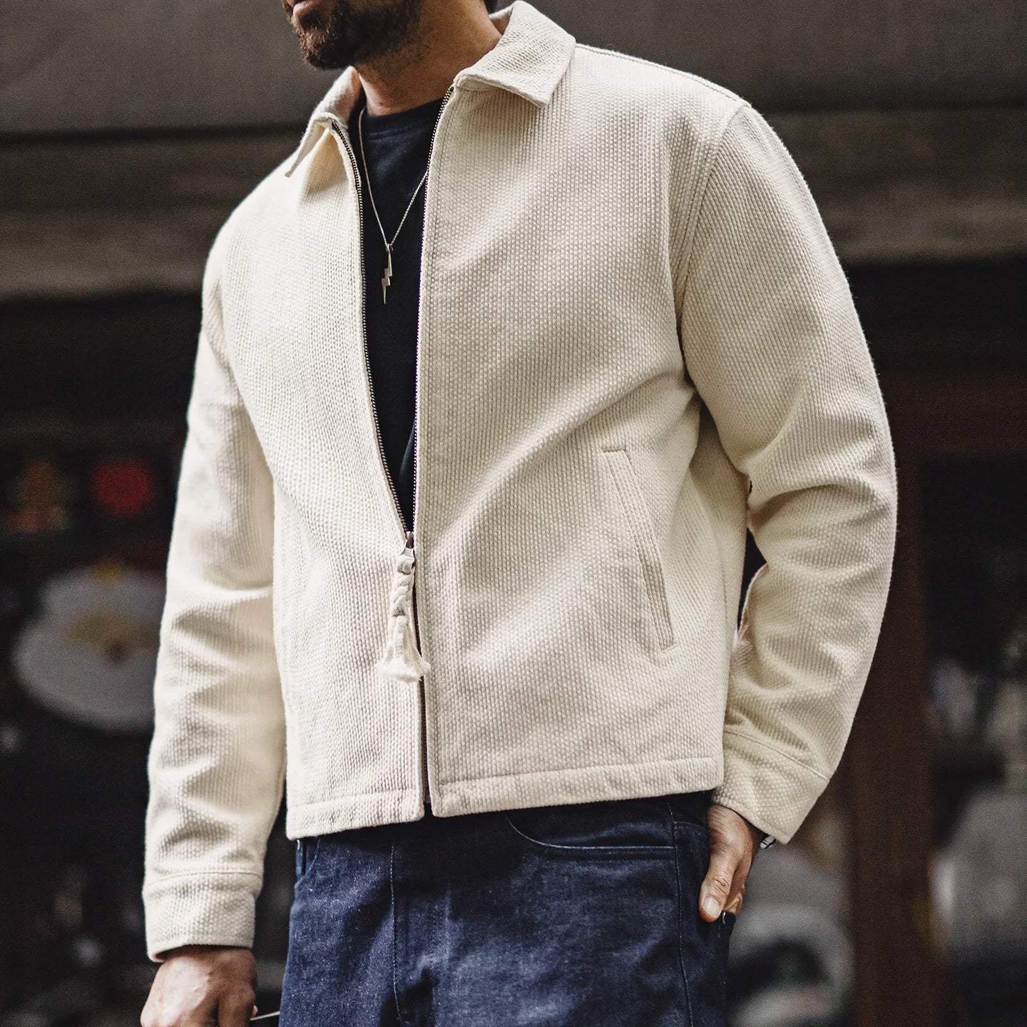 Vintage Heavyweight Canvas Fitted Short Jacket Men