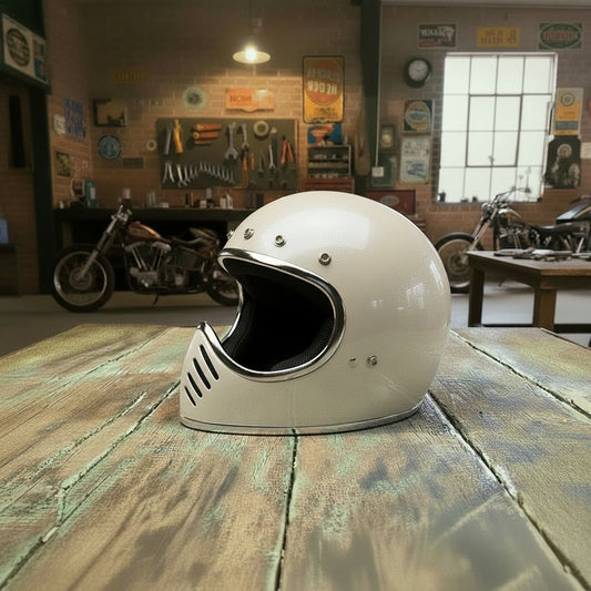 Retro Helmet Shield - Chrome White
