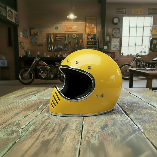 Retro Helmet Shield - Chrome Yellow