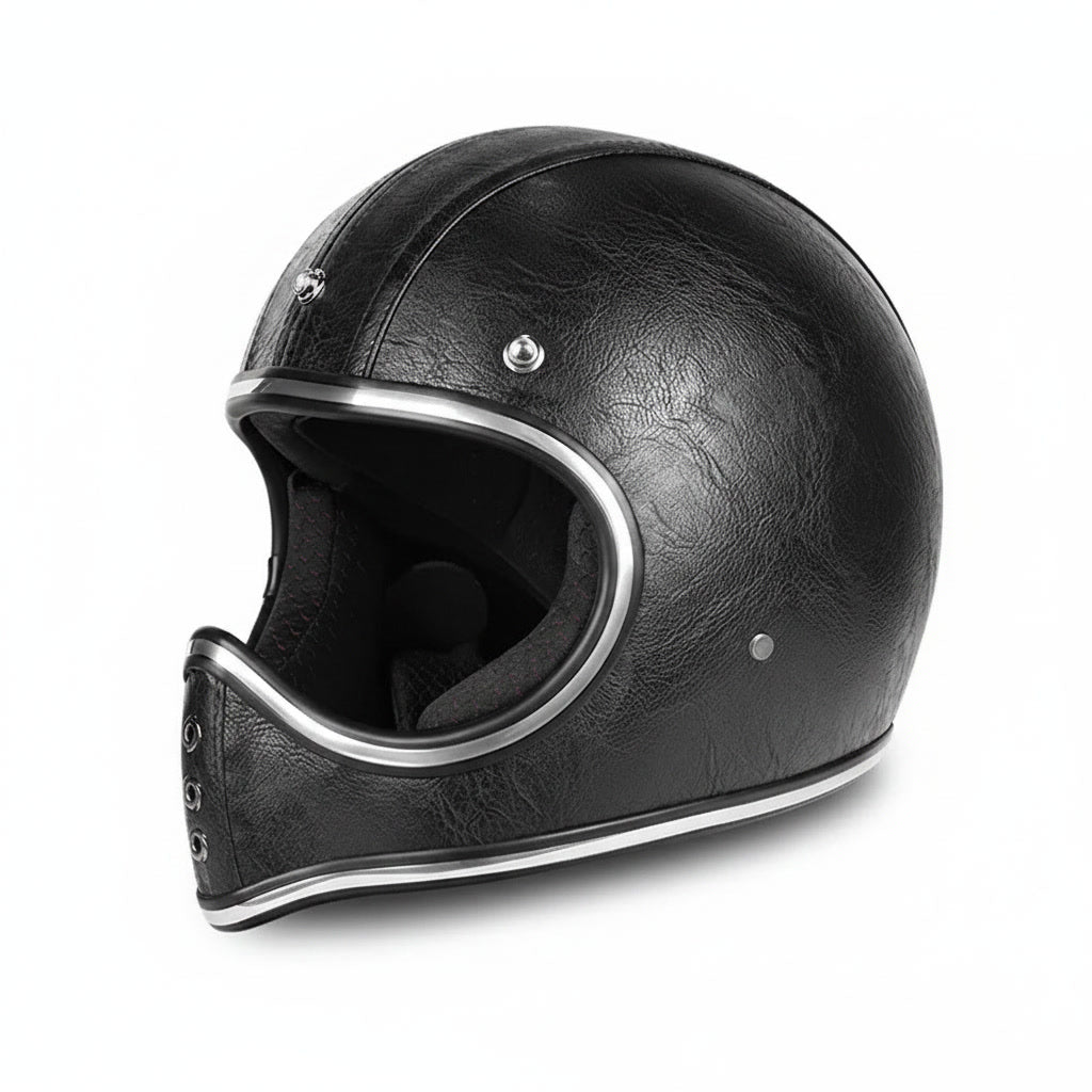Retro Helmet Shield - Black Leather