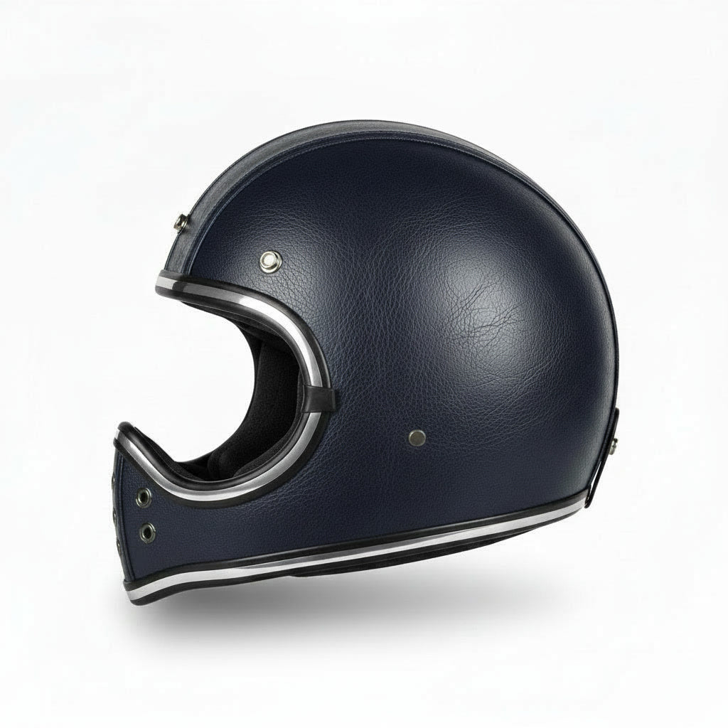 Retro Helmet Shield - Blue Leather