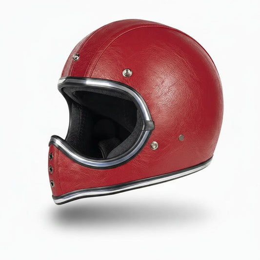 Retro Helmet Shield - Red Leather