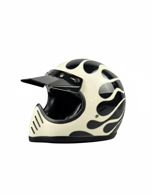 Retro Helmet Shield - Hellfire (white)