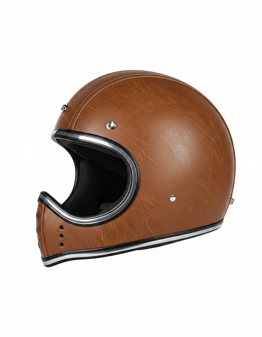 Retro Helmet Shield - Brown Leather