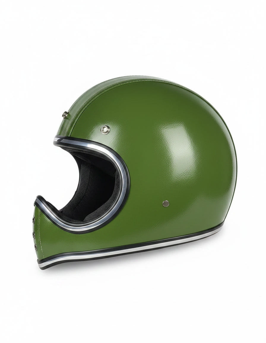 Retro Helmet Shield - Green Leather