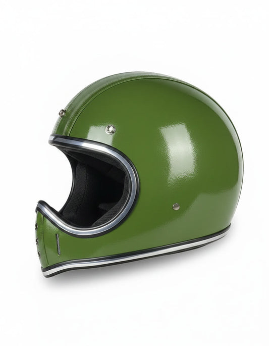 Retro Helmet Shield - Green Leather