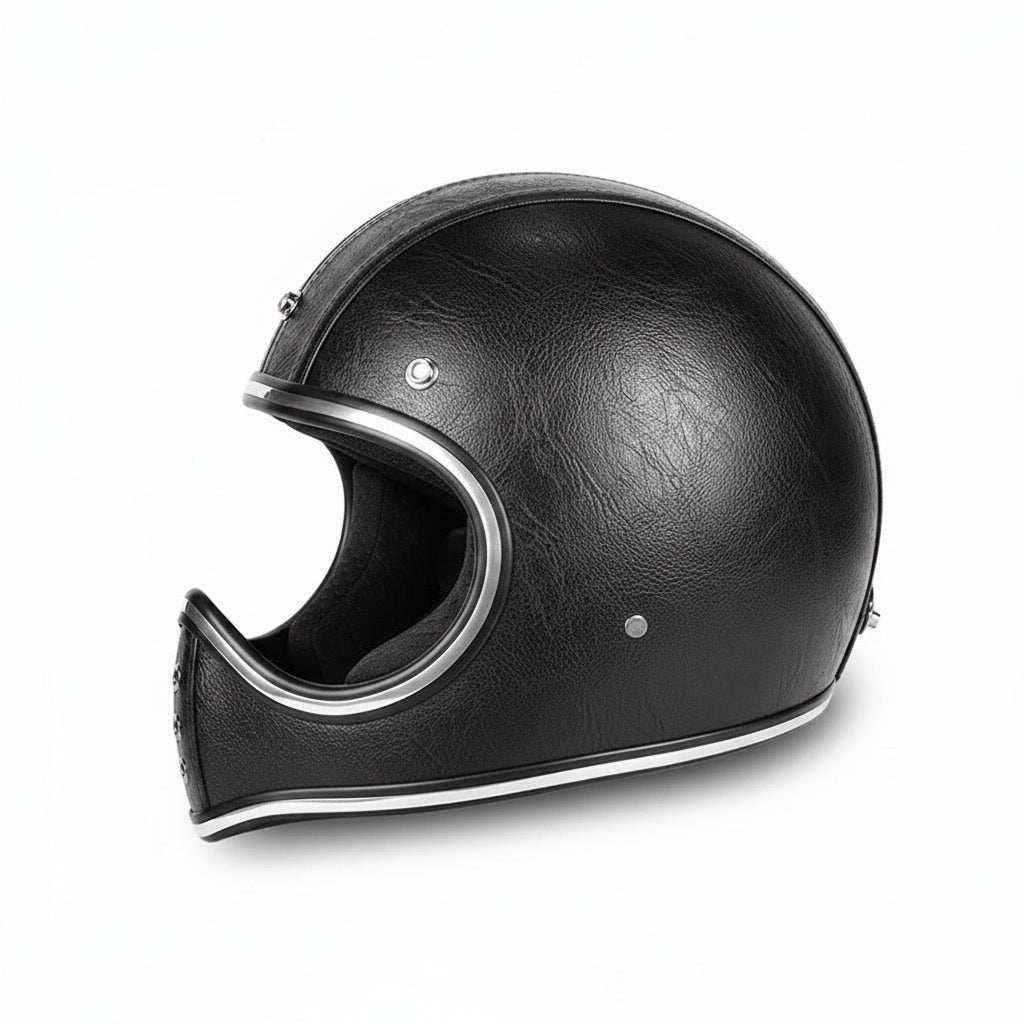 Retro Helmet Shield - Black Leather