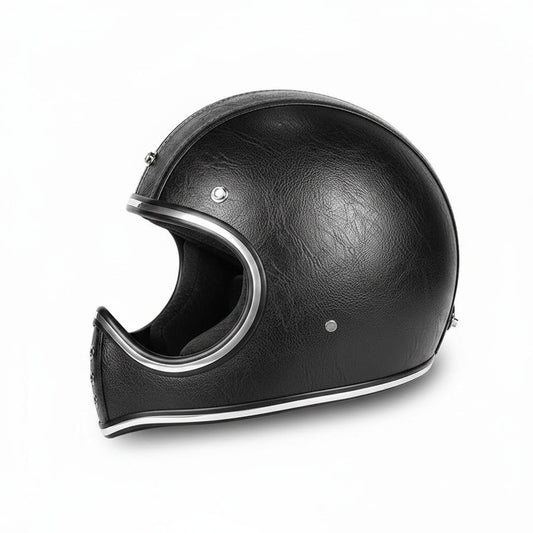 Retro Helmet Shield - Black Leather