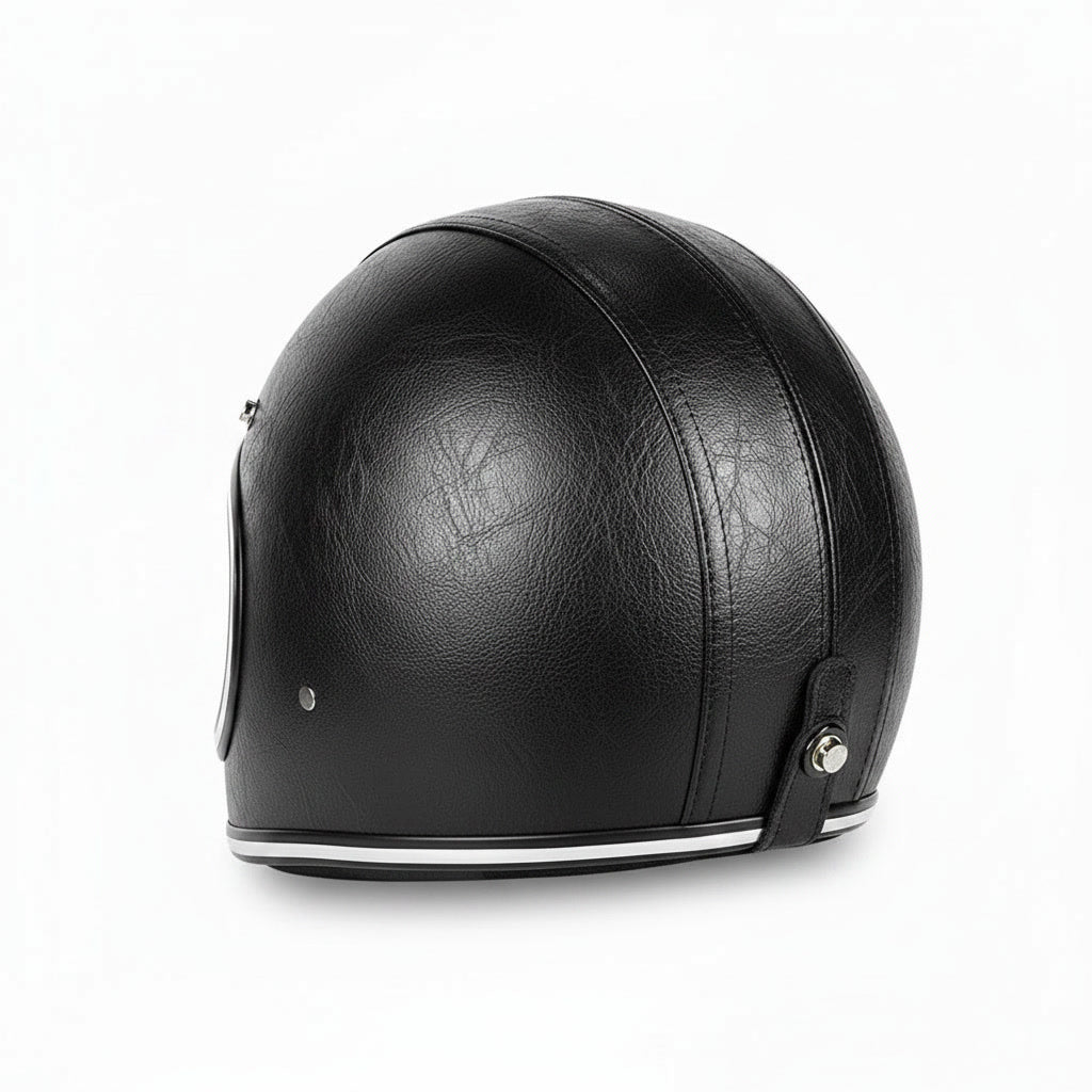Retro Helmet Shield - Black Leather