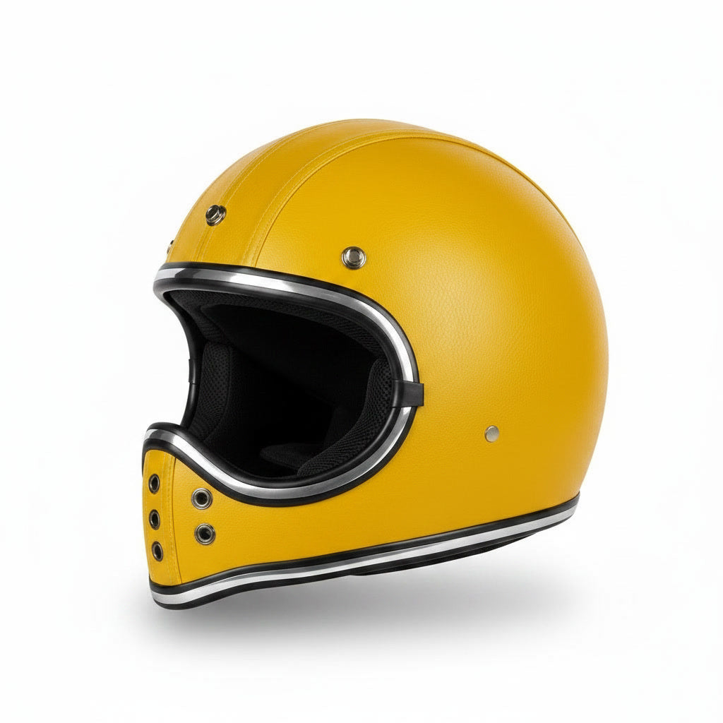 Retro Helmet Shield - Yellow Leather