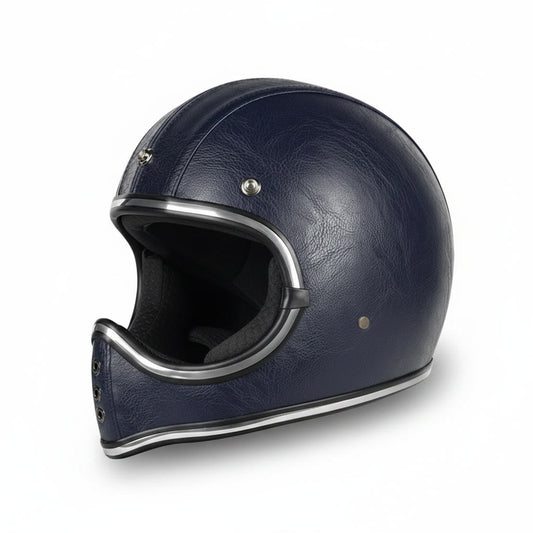Retro Helmet Shield - Blue Leather