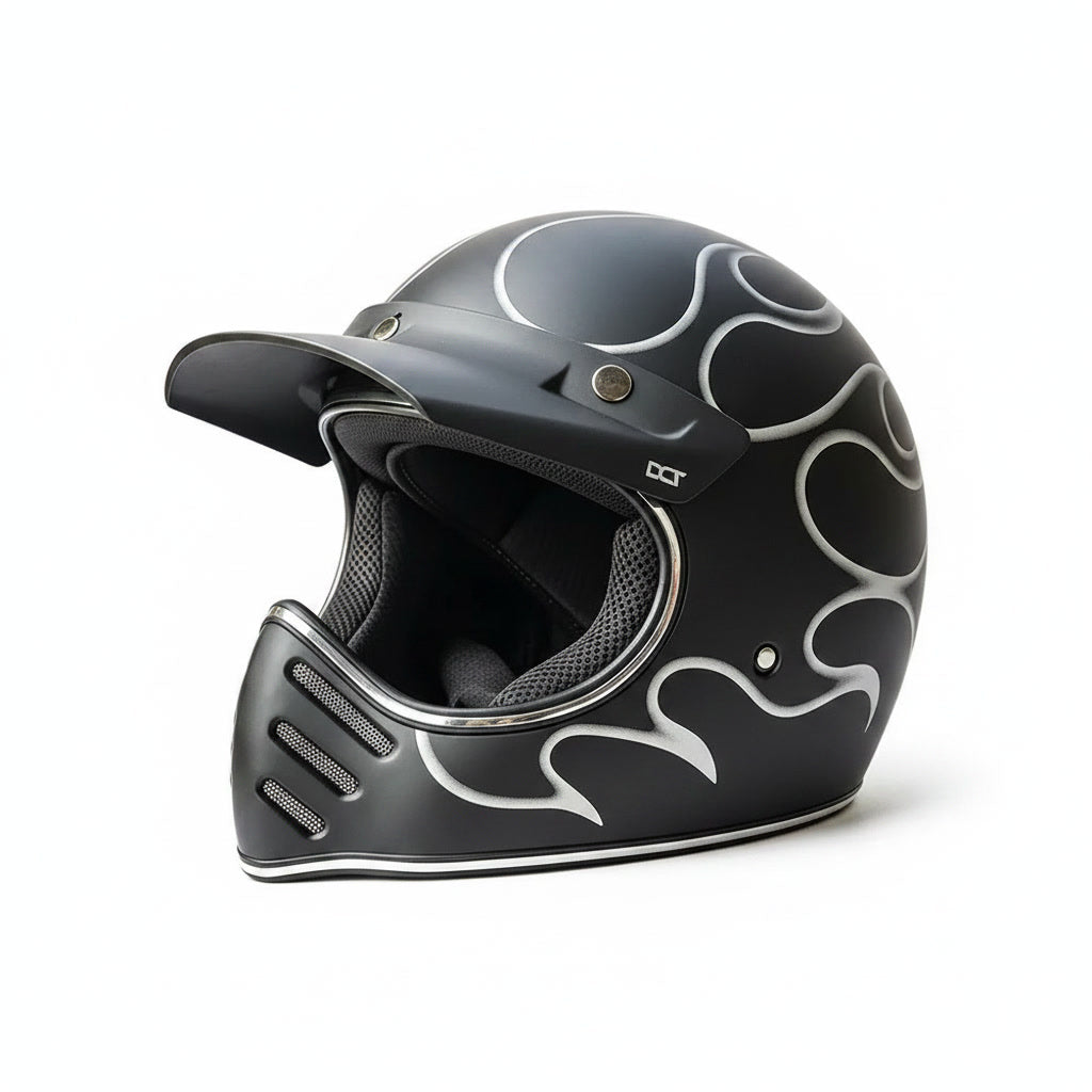 Retro Helmet Shield - Ash Flames