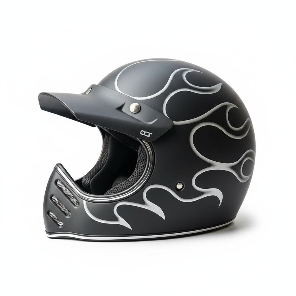 Retro Helmet Shield - Ash Flames