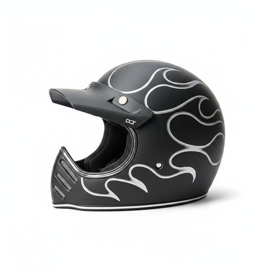Retro Helmet Shield - Ash Flames