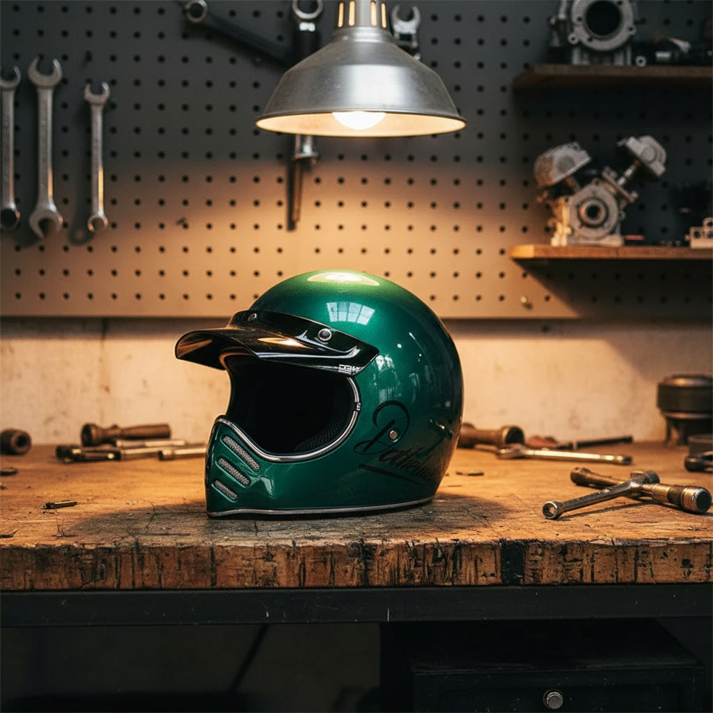 Retro Helmet Shield - Green