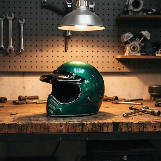 Retro Helmet Shield - Green