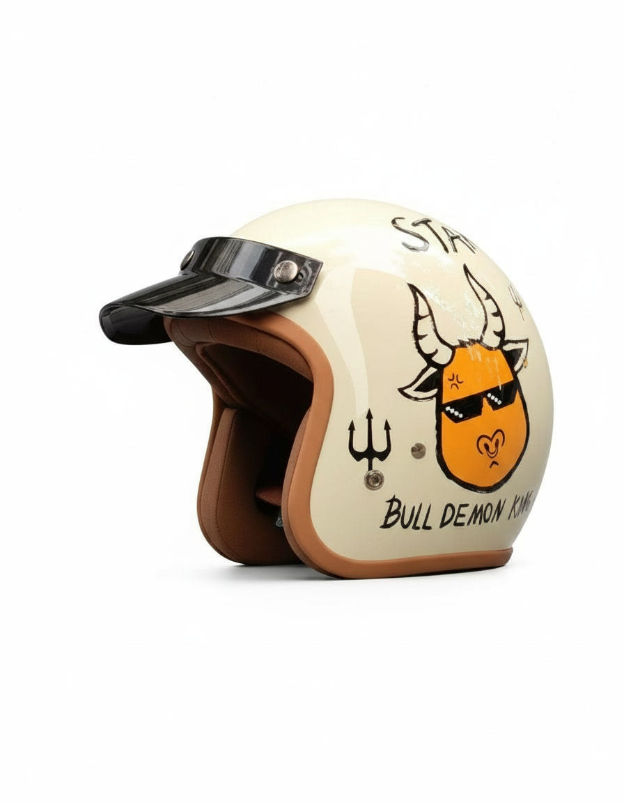 Casque de moto rétro semi-ouvert, accessoires de moto tout-terrain, casque de moto 3/4 rétro pour l'hiver
