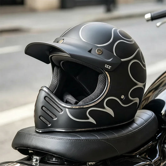 Retro Helmet Shield - Ash Flames