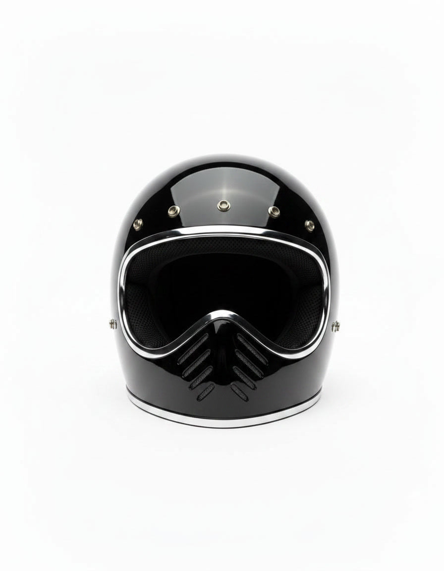 Retro Helmet Shield - Chrome Black