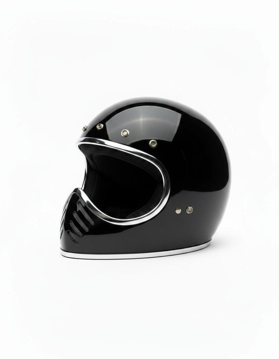 Retro Helmet Shield - Chrome Black