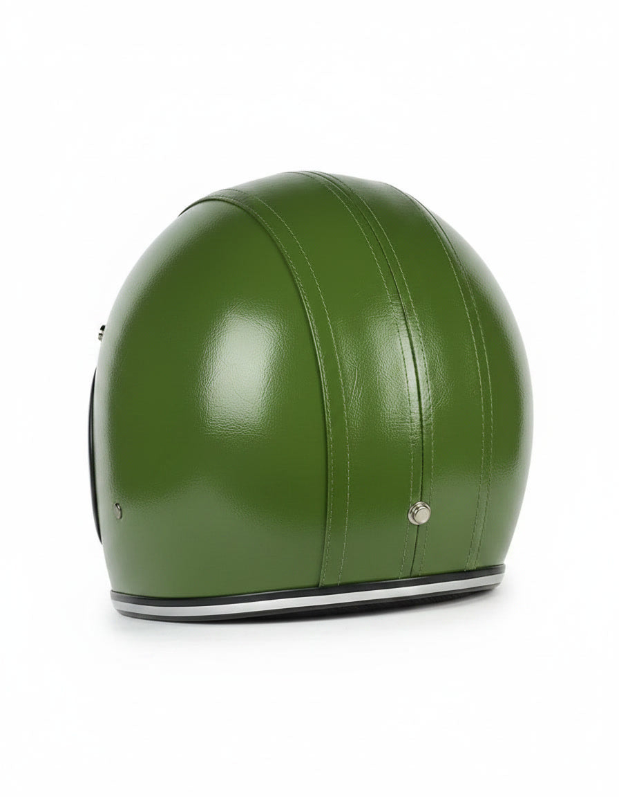 Retro Helmet Shield - Green Leather