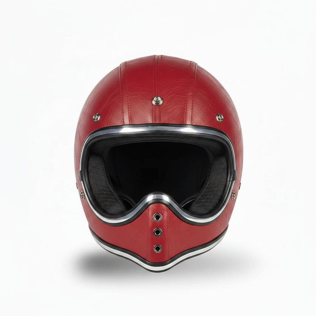 Retro Helmet Shield - Red Leather