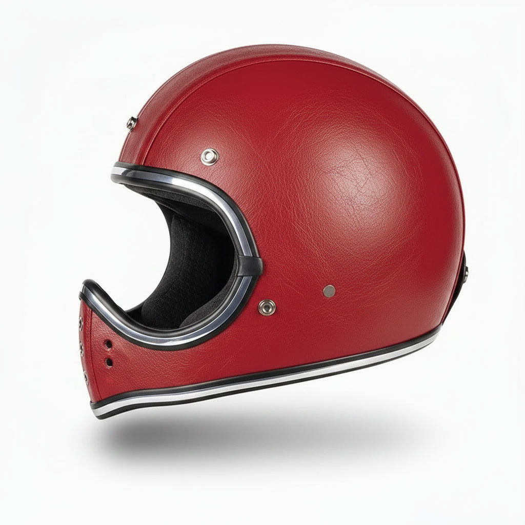 Retro Helmet Shield - Red Leather