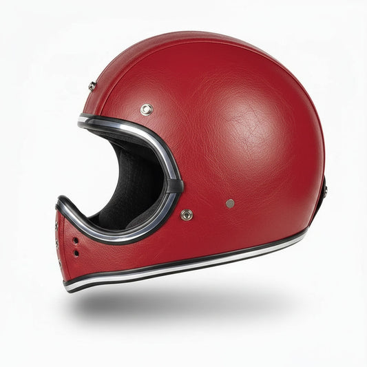 Retro Helmet Shield - Red Leather