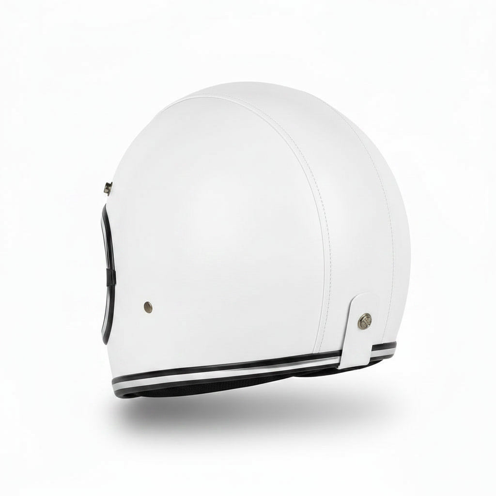 Retro Helmet Shield - White Leather