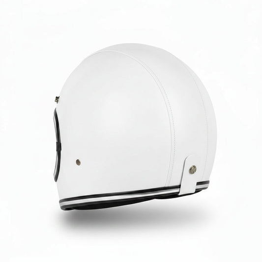 Retro Helmet Shield - White Leather