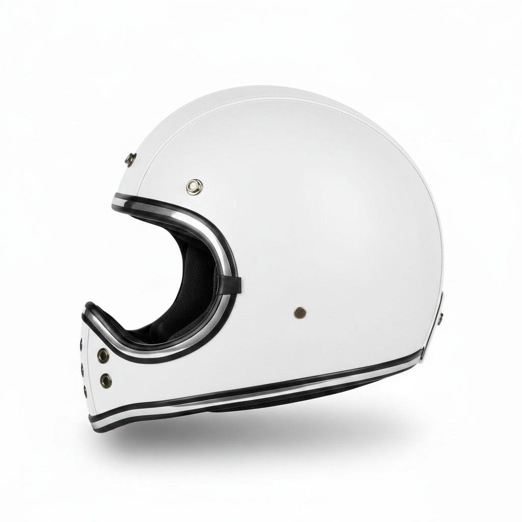 Retro Helmet Shield - White Leather