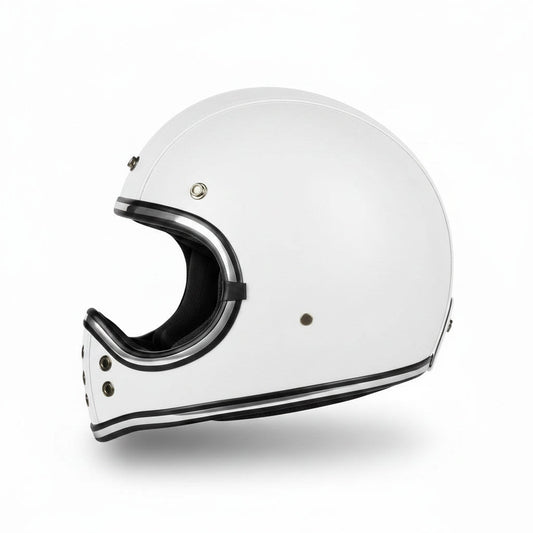 Retro Helmet Shield - White Leather