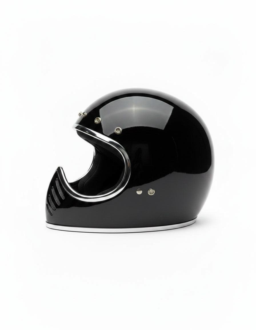 Retro Helmet Shield - Chrome Black