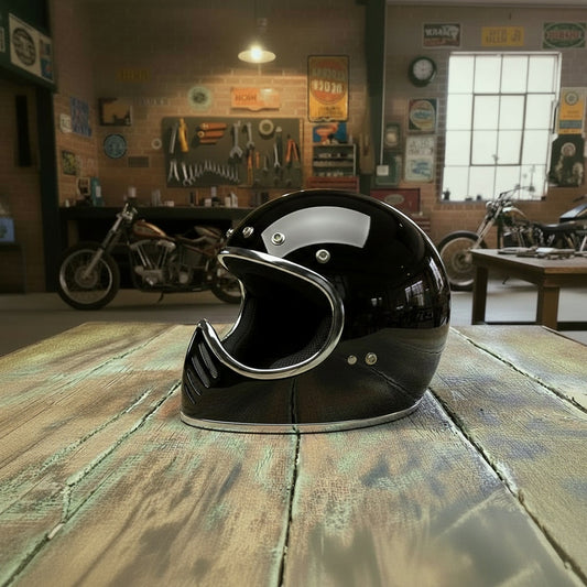 Retro Helmet Shield - Chrome Black