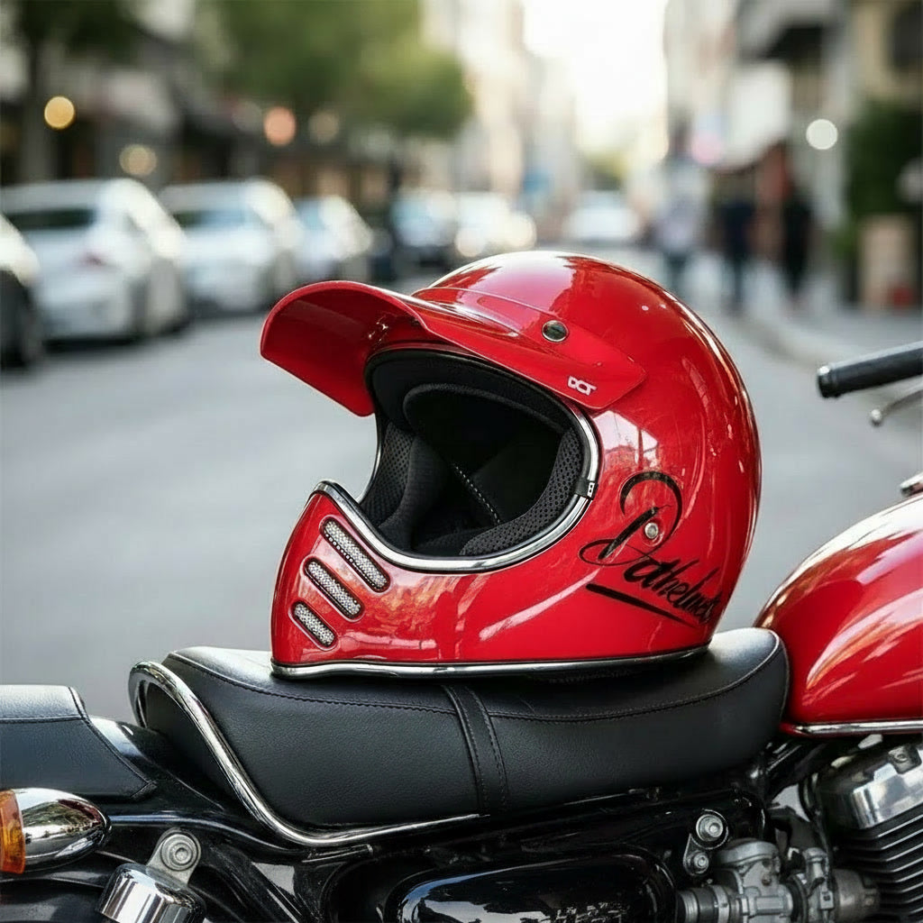 Retro Helmet Shield - Red