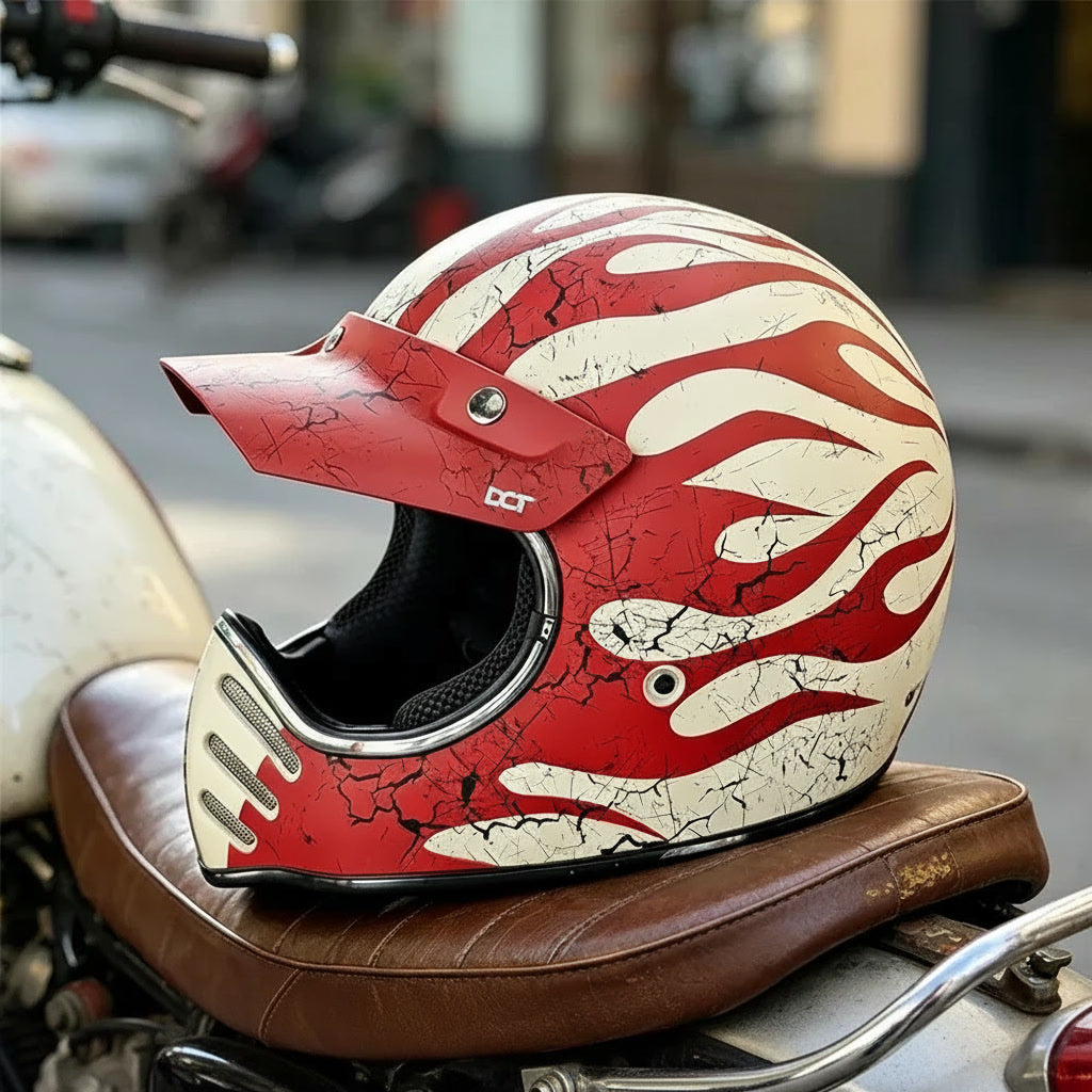 Retro Helmet Shield - Cracked