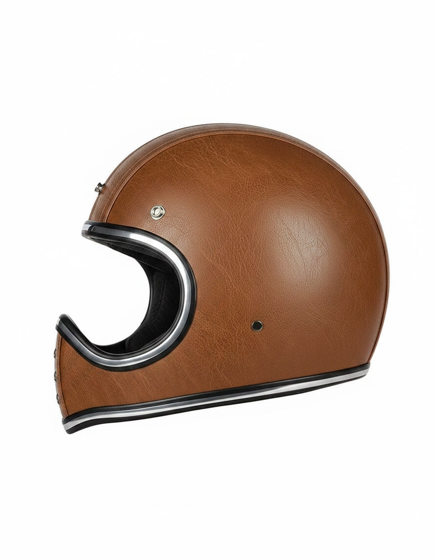 Retro Helmet Shield - Brown Leather