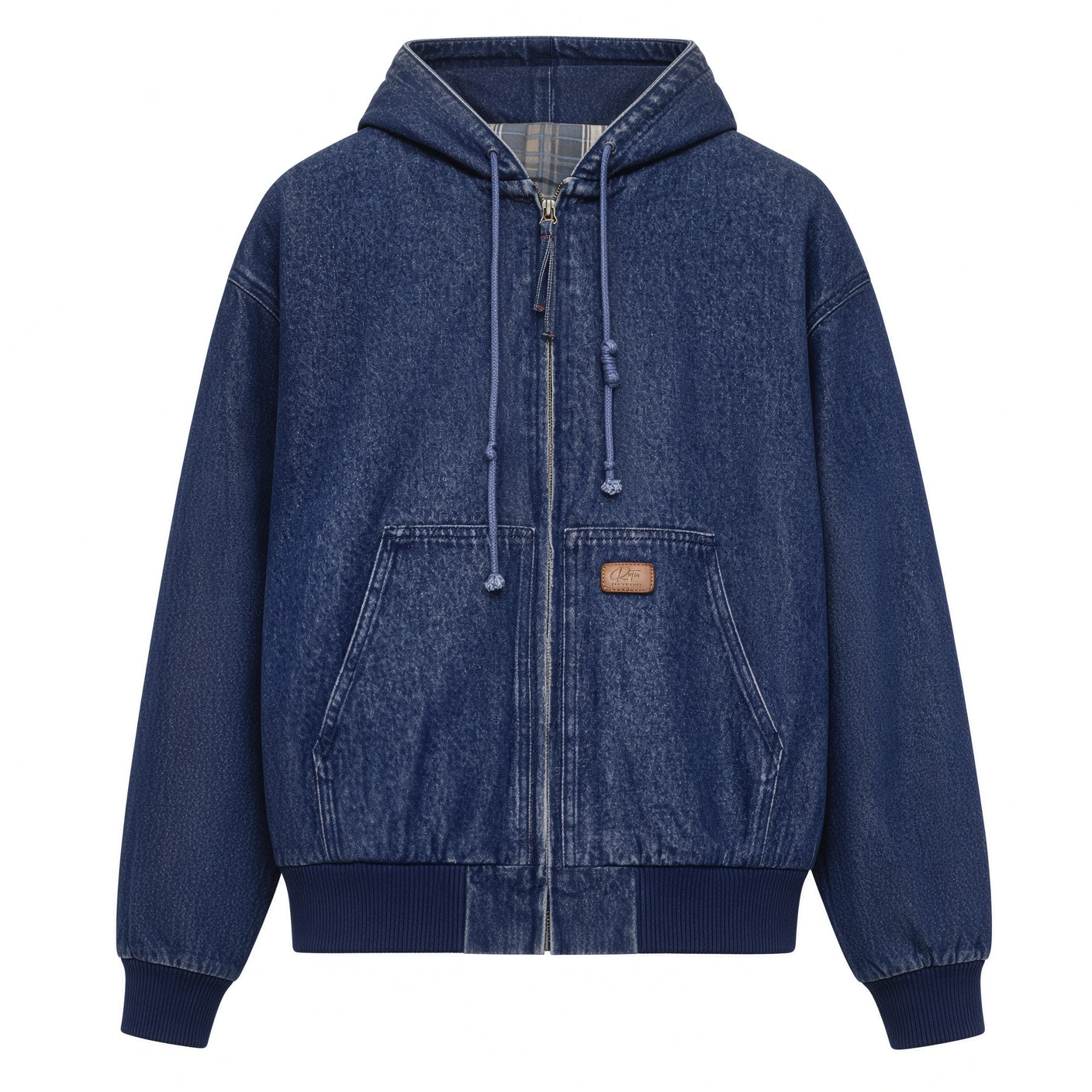 Vintage J130 10.5oz Washed Aged Hooded Denim Jacket Men